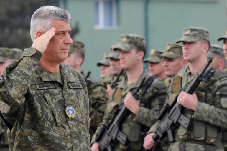 Kosovo''s President Hashim Thaci attends a ceremony of security forces