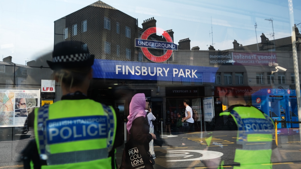 Police officers stand guard outside Finsbury Park underground station in the aftermath of the Finsbury Park attack in June 2017 [FILE: Leon Neal/Getty Images]