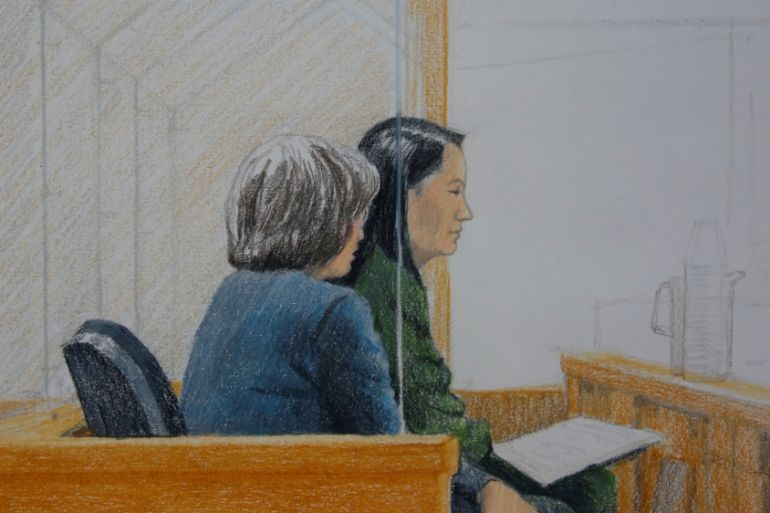 Huawei CFO Meng Wanzhou, who was arrested on an extradition warrant, appears at her bail hearing in B.C. Supreme Court
