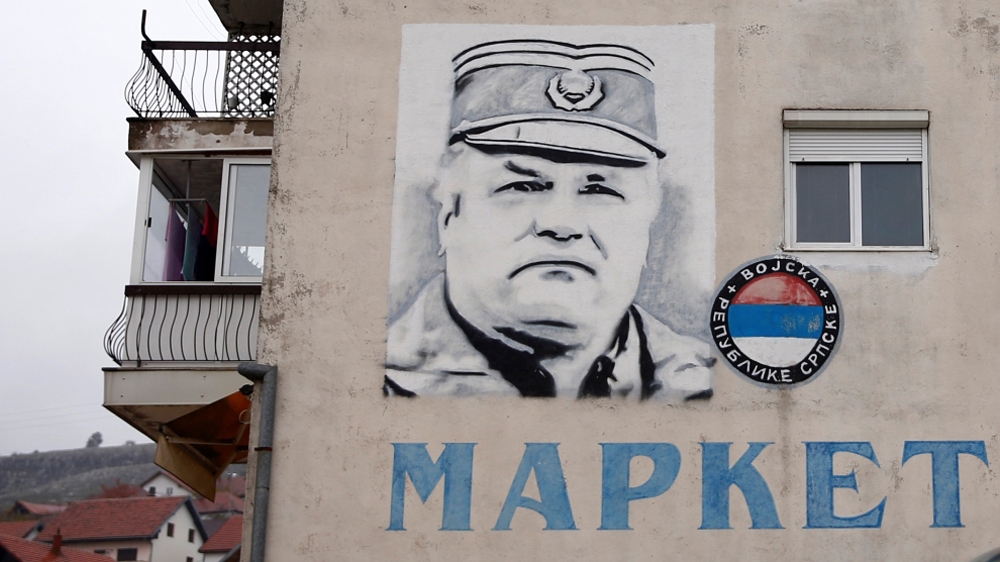 A mural of Mladic is seen on a building in Gacko, Republika Srpska, Bosnia and Herzegovina [Dado Ruvic/Reuters]