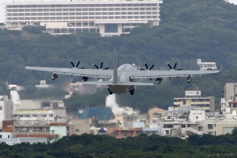 US Marine Corps Air Station Futenma in Ginowan, Okinawa, Japan. L