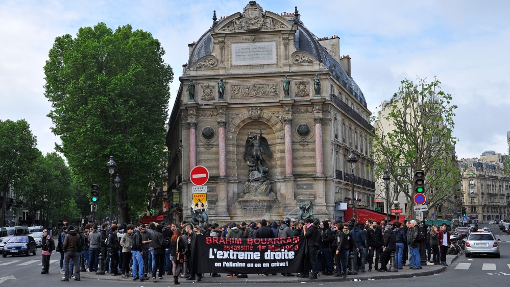 An anti-fascist demonstration on May 1, 2014 in Paris, held to commemorate the death of Brahim Bouarram [Getty Images]