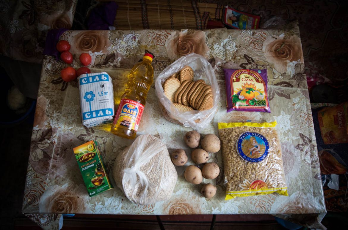 “We have 300-400 UAH (approximately 10-12 Euros) to spend on food per week. This is enough to buy bread, sunflower oil, some potatoes and the cheapest cereal. Our regular lunch is soup and porridge. I