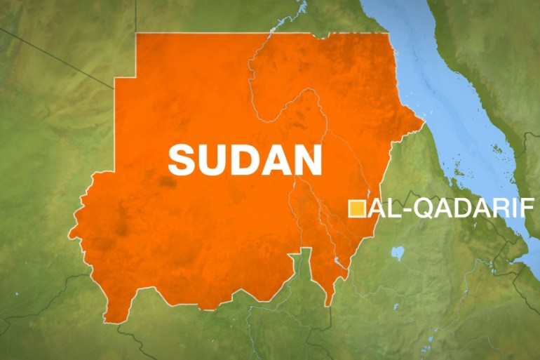 Sudan map showing al-Qadarif state