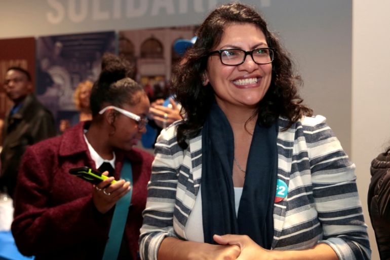 Democratic U.S. congressional candidate Tlaib attends a midterm campaign rally at a union hall in Detroit,
