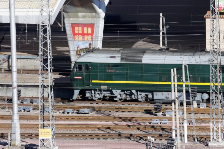 Train believed to be carrying North Korean leader Kim Jong Un arrives at Beijing Railway Station in Beijing