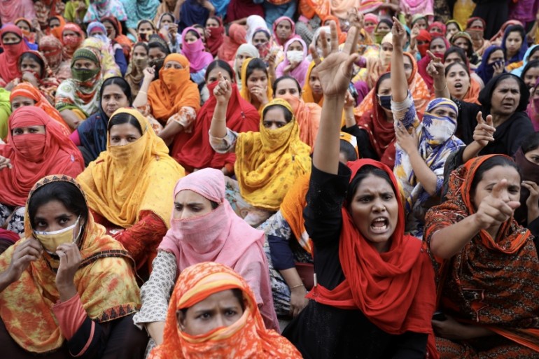 Garment workers protest for higher wages in Dhaka
