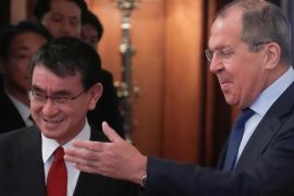 Russian Foreign Minister Sergei Lavrov meets with his Japanese counterpart Taro Kono in Moscow