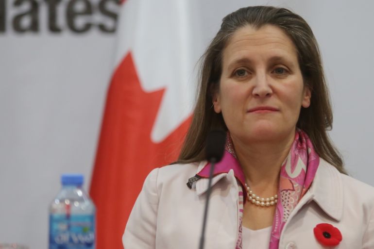 Canadian Foreign Minister Chrystia Freeland in West Bank