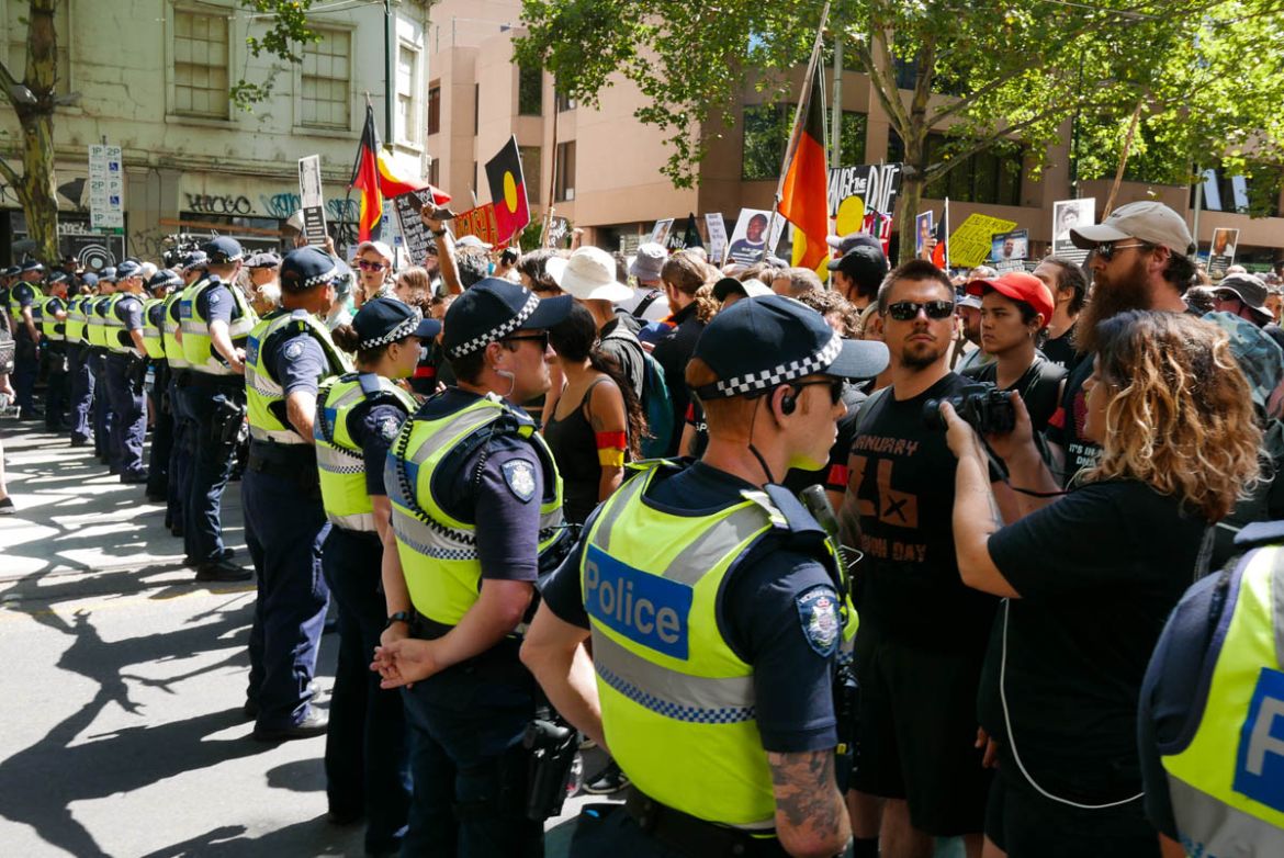 A large police presence was in attendance fearing clashes with far right groups, who had threatened to disrupt the march.
