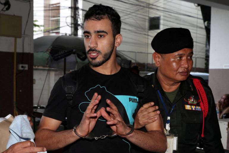 FILE PHOTO: Hakeem AlAraibi, a former member of Bahrain''s national soccer team who holds a refugee status in Australia arrives at court in Bangkok