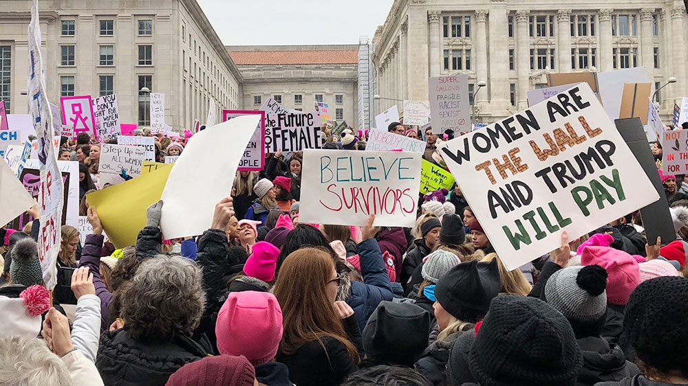 This year's march came after a year of historic gains for women in politics in the US [Laurin-Whitney Gottbrath/Al Jazeera] 