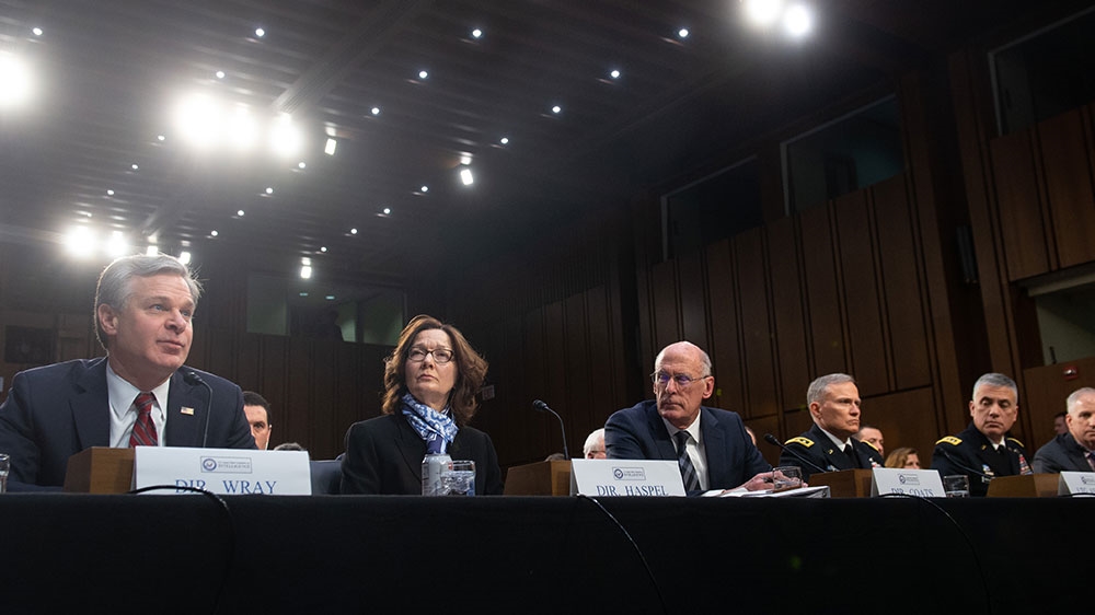 US intelligence directors testify on worldwide threats during a Senate Select Committee on Intelligence hearing [Saul Loeb/AFP] 