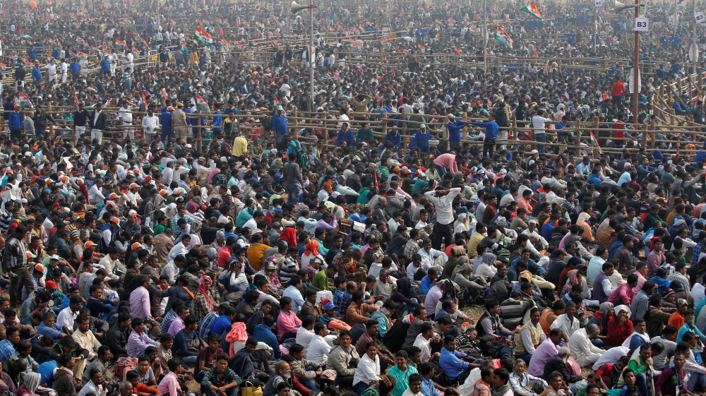 Supporters listen to speakers during 'United India' rally in Kolkata [Rupak De Chowdhuri/Reuters]