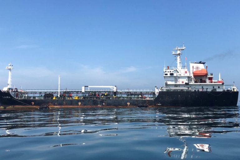 FILE PHOTO: An oil tanker is seen in the sea outside the Puerto La Cruz oil refinery in Puerto La Cruz