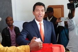 Madagascar presidential candidate Andry Rajoelina casts his ballot during the presidential election at a polling centre in Ambatobe, Antananarivo, Madagascar December 19, 2018