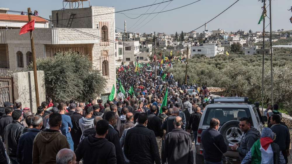 Around 3,000 people attended the funeral of Hamdi Nasaan killed in a settler attack [Annelies Keuleers/Al Jazeera]