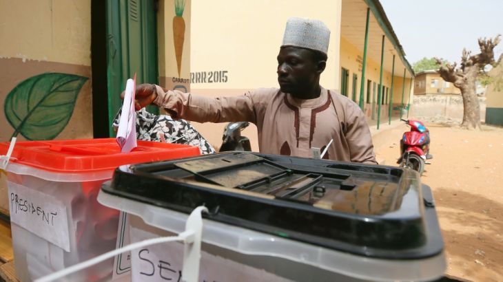 A man casts his vote during Nigeria's presidential election at a polling station in Kazaure, Jigawa State, February 23, 2019