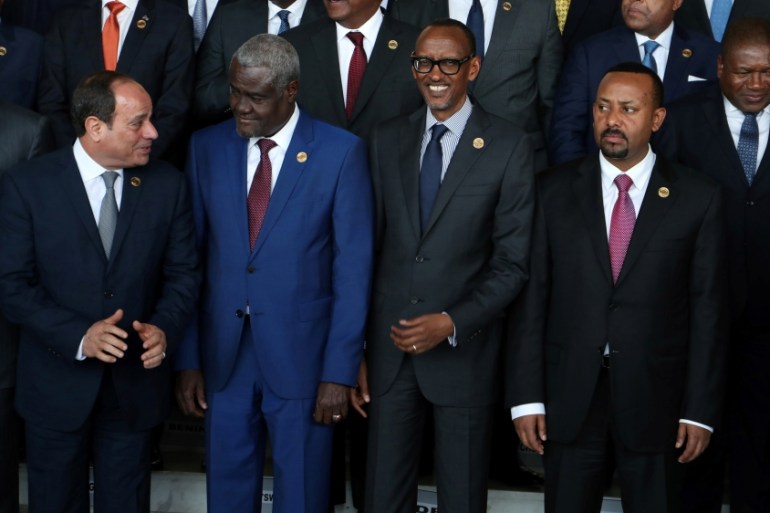 African Heads of State stand for a group photo during the opening of the 32nd Ordinary Session of the Assembly of the Heads of State and the Government of the African Union in Addis Ababa