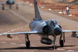 Two Mirage 2000-D aircrafts of Indian Air Force are seen on the runway during the India-France joint air exercise Garuda III at Kalaikunda air base, about 135 kilometer (84 miles) west of Calcutta, In