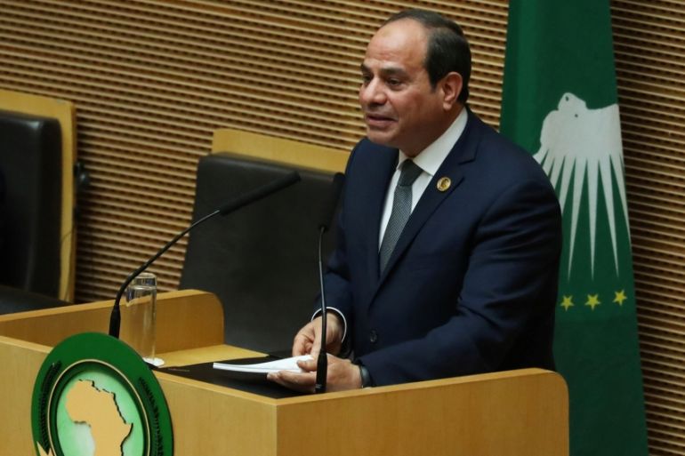 Egyptian President Abdel Fattah al-Sisi addresses the opening of the 32nd Ordinary Session of the Assembly of the Heads of State and the Government of the African Union