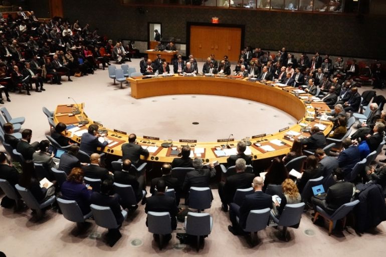 The United Nations Security Council meets about the situation in Venezuela in the Manhattan borough of New York City
