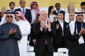 FIFA President Gianni Infantino attended the AFC Asian Cup final where Qatar faced Japan at the Zayed Sports City Stadium in Abu Dhabi on February 1, 2019 [Reuters/Suhaib Salem]