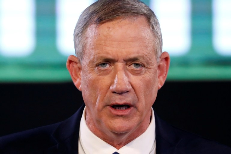 Benny Gantz, a former Israeli armed forces chief and head of Israel Resilience party, delivers his first political speech at the party campaign launch in Tel Aviv, Israel