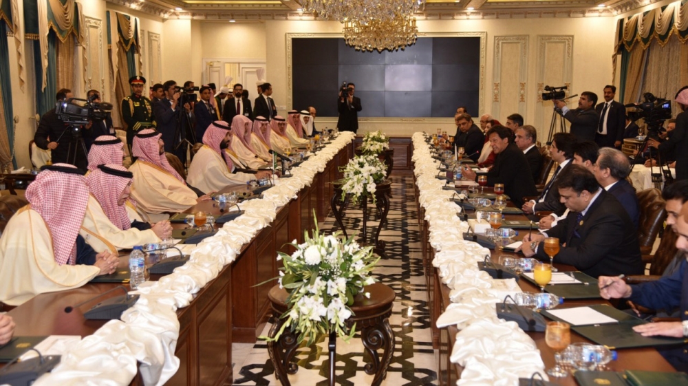 The prince, accompanied by a high-powered delegation, signed agreements to enhance cooperation in energy and other sectors [Pakistan Press Information Department]