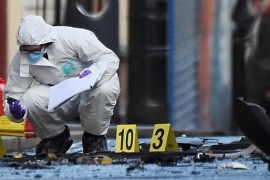 A forensic officer inspects the scene of a suspected car bomb in Londonderry, Northern Ireland January 20, 2019 [File: Clodagh Kilcoyne/Reuters]