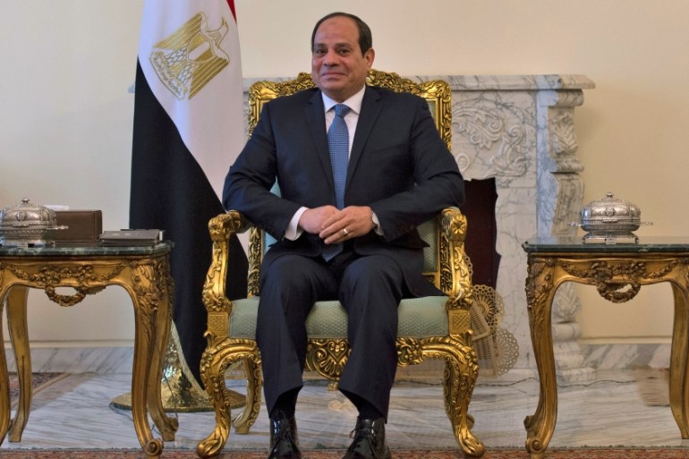 Egyptian President Abdel Fattah el-Sisi is pictured during his meeting with the U.S. Secretary of State Mike Pompeo in Cairo