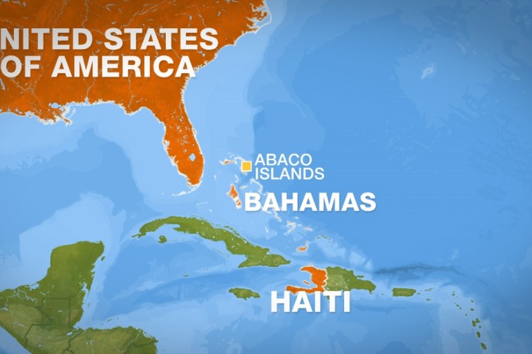 Map: Haiti, Bahamas, US