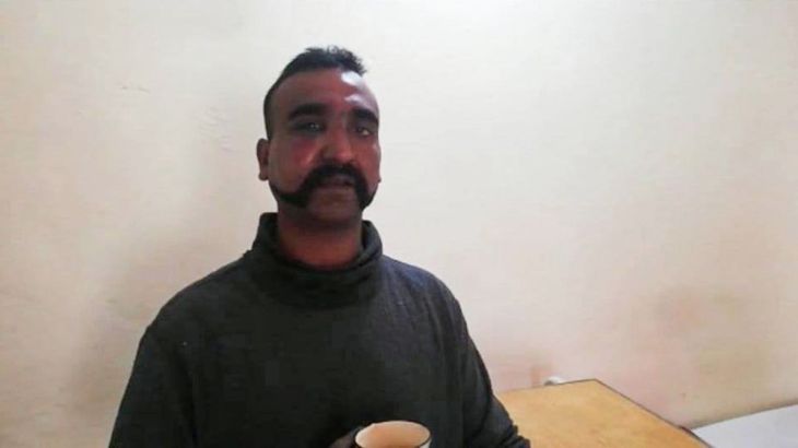 A handout photo made available by the Pakistani military Inter Services Public Relations (ISPR) shows Indian Air Force Wing Commander Abhinandan Varthaman, who was captured after his plane was shot do