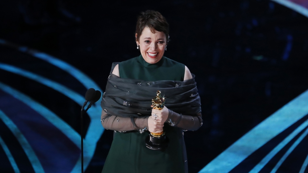 Olivia Colman accepts the Best Actress award for her role in The Favourite [Mike Blake/Reuters]