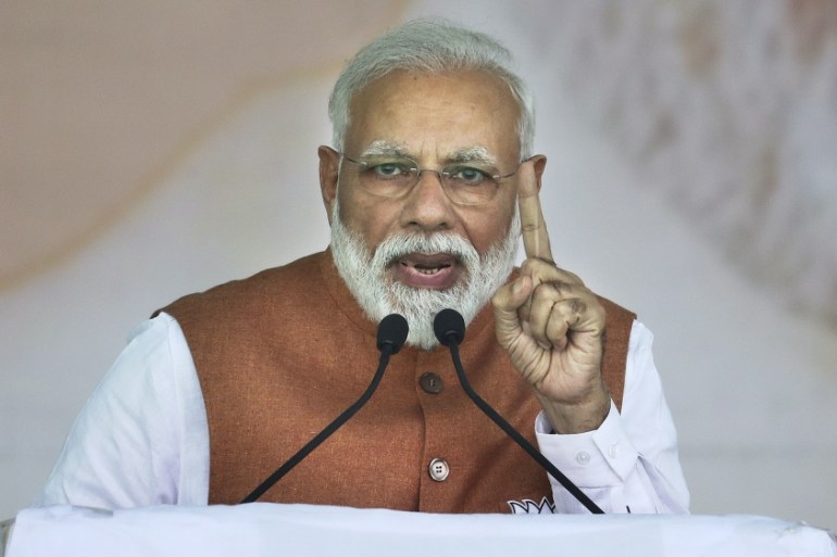 Indian Prime Minister Narendra Modi addresses an election campaign rally of his Bharatiya Janata Party (BJP) in Meerut, India, Thursday, March 28, 2019. India''s general elections will be held in seve