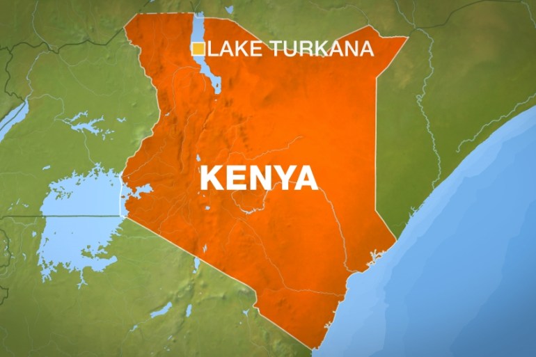 Map of Kenya showing Lake Turkana