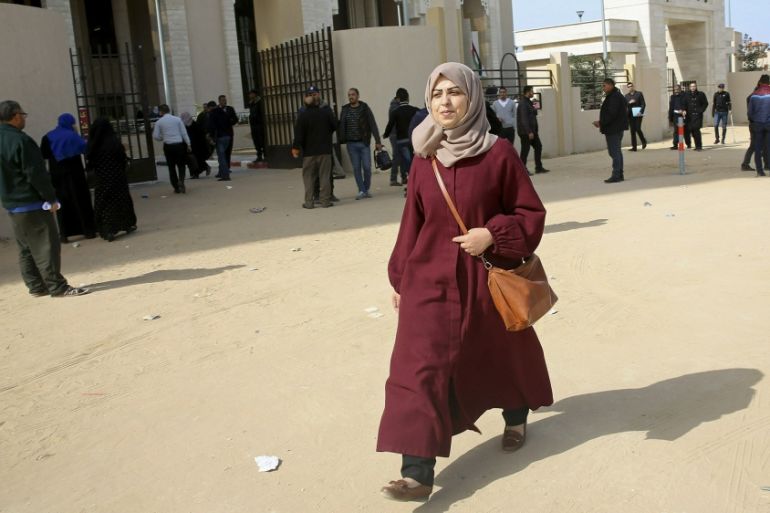 In this Feb. 26, 2019 file photo, Palestinian journalist Hajar Harb leaves the court complex in Gaza City. Harb, who exposed Gaza''s government corruption, was acquitted Monday, March 25, 2019, by a H