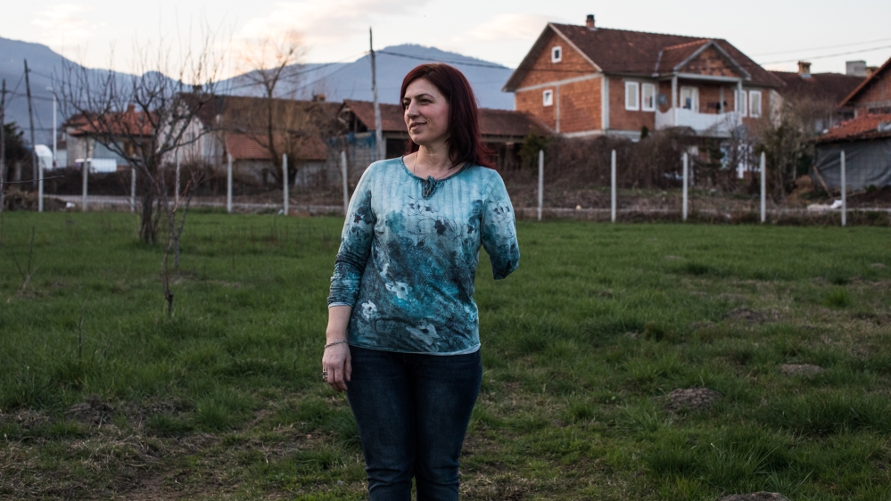 Ruve Hoxha at her home in Junik, western Kosovo [Valerie Plesch/Al Jazeera]