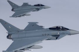 German Eurofighter Typhoon fighter jets participate in NATO&#39;&#39;s Baltic Air Policing Mission [File photo: Mindaugas Kulbis/AP]
