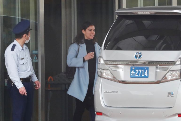 Caroline Ghosn, the daughter of ousted Nissan Motor Chairman Carlos Ghosn, leaves the Tokyo Detention House, where her father is detained, in Tokyo