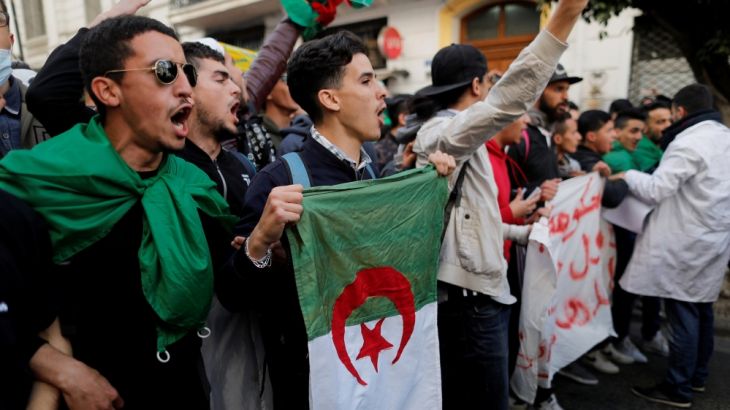 Student take part in a protest to denounce an offer by President Abdelaziz Bouteflika to run in elections next month but not to serve a full term if re-elected, in Algiers, Algeria March 5, 2019