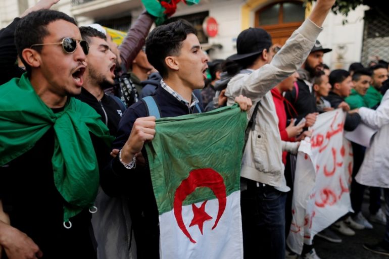 Student take part in a protest to denounce an offer by President Abdelaziz Bouteflika to run in elections next month but not to serve a full term if re-elected, in Algiers, Algeria March 5, 2019