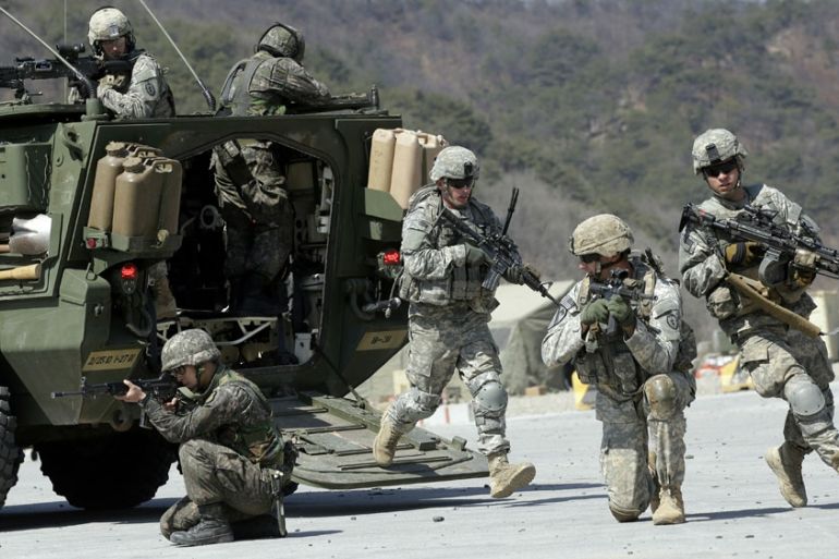 FILE - In this March 25, 2015, file photo, U.S. military training in South Korea