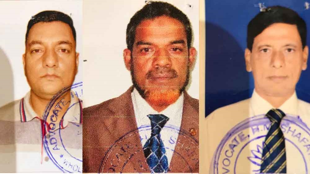 The missing men: Sayed Akidul Ali, left, Johirul Haque Khandaker, centre, and Korshed Alam Patwari [Al Jazeera]