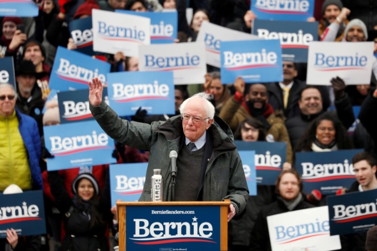 U.S. Presidential Candidate and Vermont Senator Bernie Sanders speaks at a rally in New York