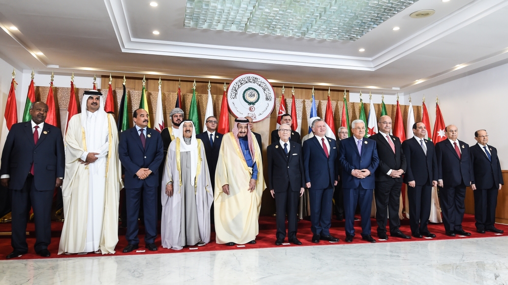 Arab leaders at the 30th annual summit of the Arab League in Tunis [Fethi Belaid/ AFP]