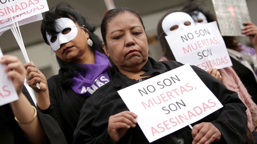 Women across Latin America gathered to protest femicide as part of the #NiUnaMenos movement  [Jose Luis Gonzalez/Reuters]