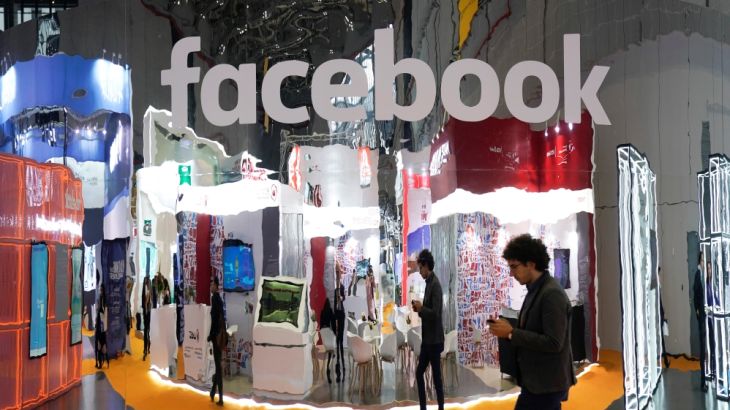 A Facebook sign is seen during the China International Import Expo (CIIE), at the National Exhibition and Convention Center in Shanghai