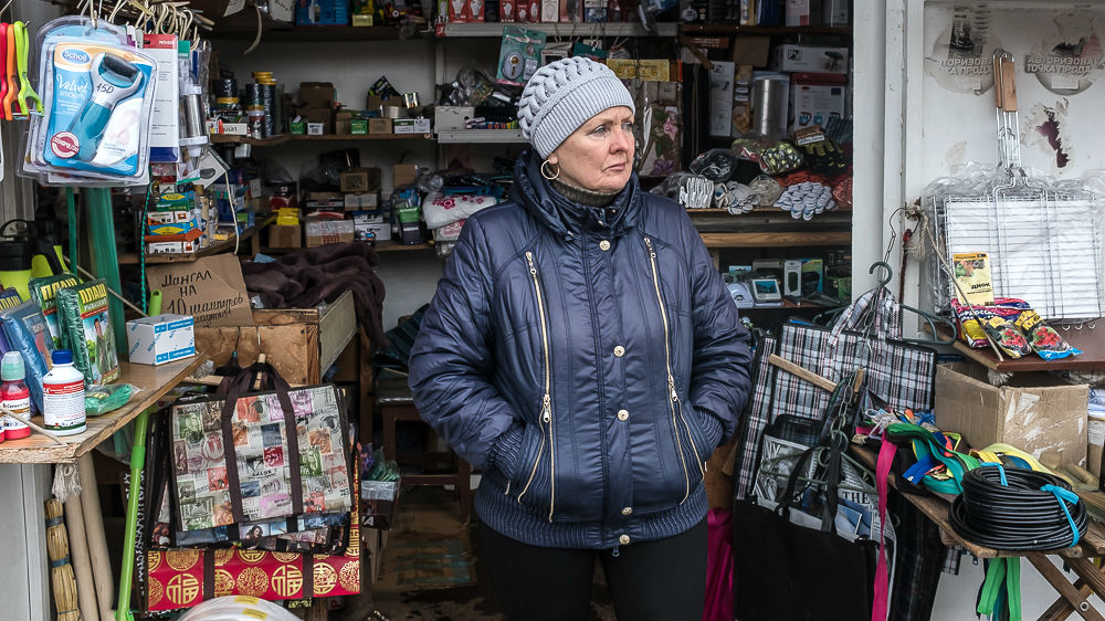 Liudmyla Oleksiivna, 64, in Milove [Oksana Parafeniuk/Al Jazeera]