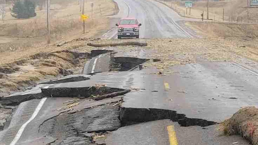 Extensive road damage following flooding in north-central and northeastern Nebraska [Handout: State Patrol/Reuters]